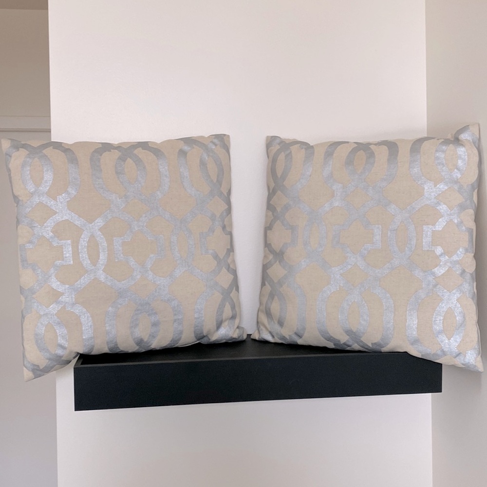 Linen & Metallic Throw Pillows (Set of 2)